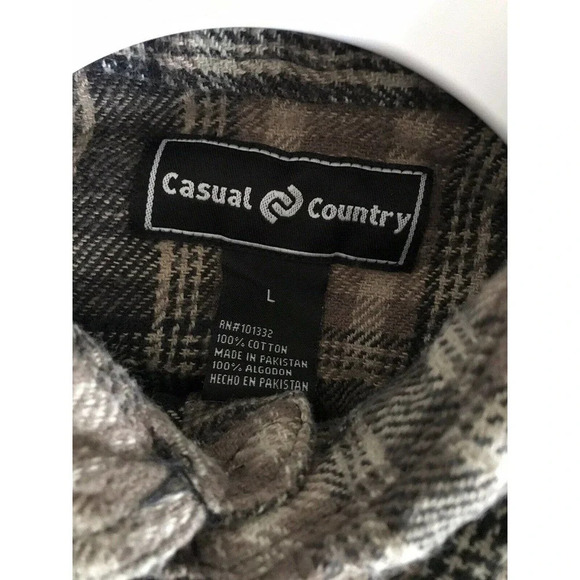 Casual Country Long Sleeve Button Down Plaid Shirt Size Large - Picture 4 of 5